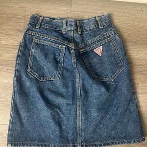 Vintage Guess Blue Knee-Length Pencil Skirt
